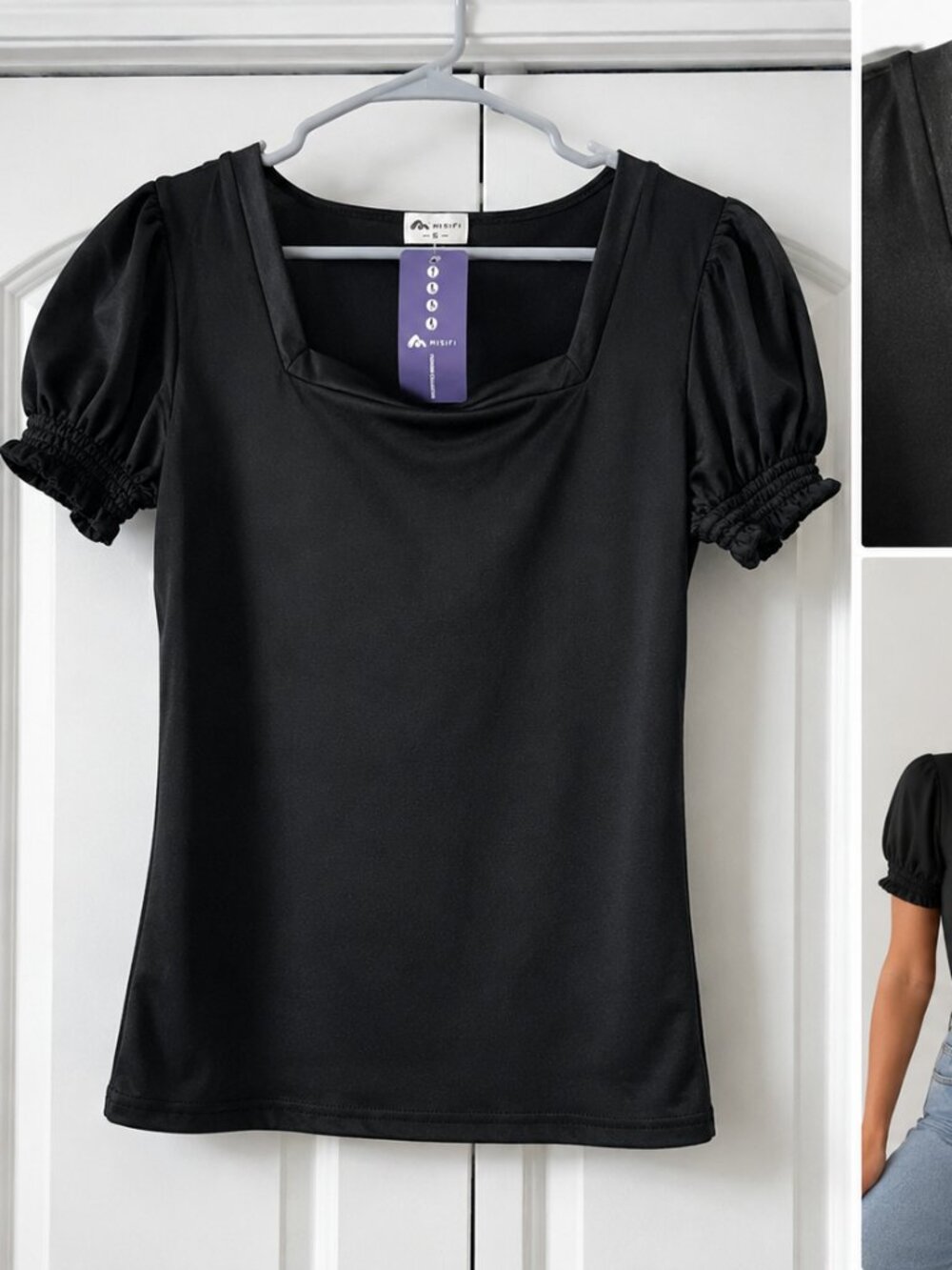 MISIFI Black Puff Sleeve Top (NWT)
